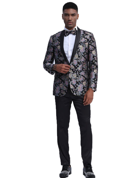 Mens Empire Prom Blazer in Lavender & Black Floral Pattern - Men's Tuxedo USA