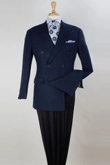 Mens Blazer - Cheap Priced Mens Sport Coat -Mens Classic Fit Double Breasted Sport Coat Blazer In Navy - Men's Tuxedo USA