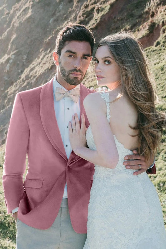 Velvet Blazer - Mens Blazer - Dinner Jacket "Venice" Dusty Rose Velvet Dinner Jacket - Separates - Men's Tuxedo USA