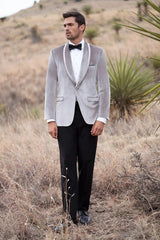 Velvet Blazer - Mens Blazer - Dinner Jacket + "Venice" Platinum Velvet Dinner Jacket - Separates - Men's Tuxedo USA