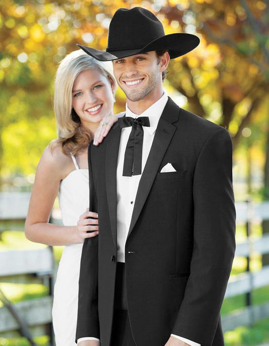 Mens 1 Button Western Cowboy Wedding Tuxedo Black - Men's Tuxedo USA