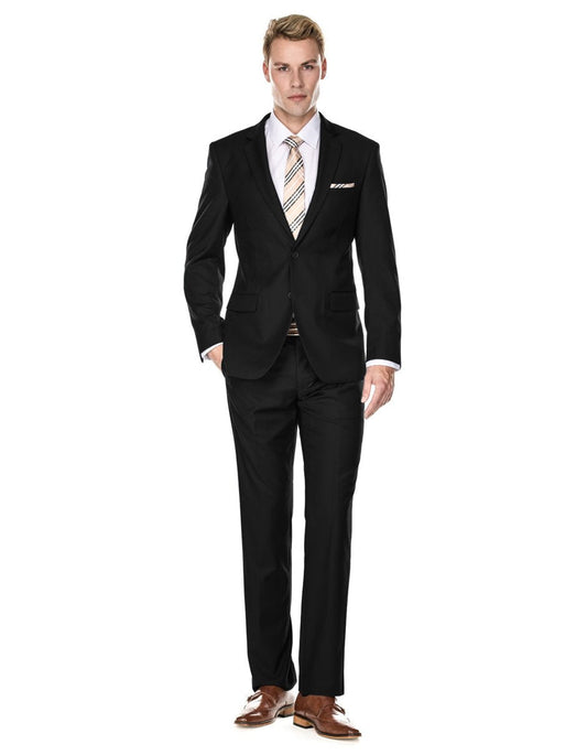 Mens 2 Button Modern Fit Suit Black - Men's Tuxedo USA