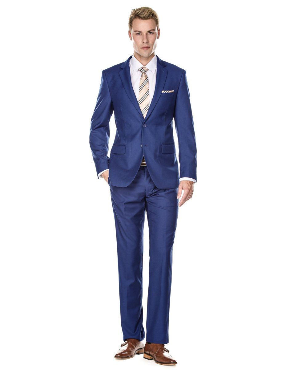 Mens 2 Button Modern Fit Suit Indigo Blue - Men's Tuxedo USA