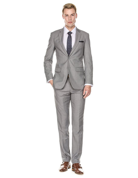 Mens 2 Button Modern Fit Suit Light Grey - Men's Tuxedo USA