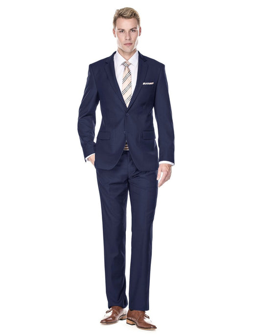 Mens 2 Button Modern Fit Suit Navy Blue - Men's Tuxedo USA