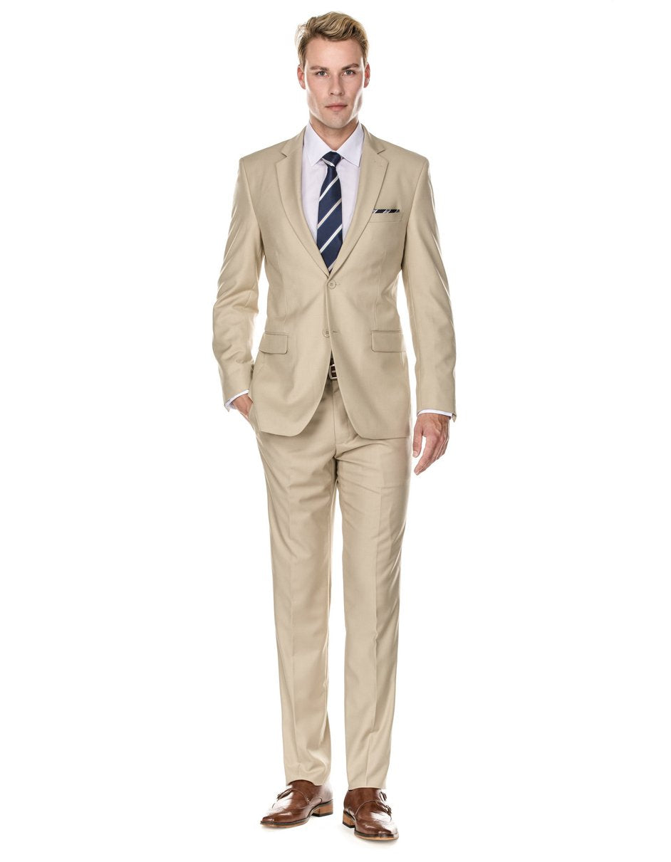 Mens 2 Button Modern Fit Suit Tan - Men's Tuxedo USA