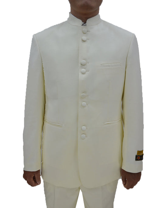 Mens 8 Button Mandarin Collar Tuxedo in Ivory - Men's Tuxedo USA