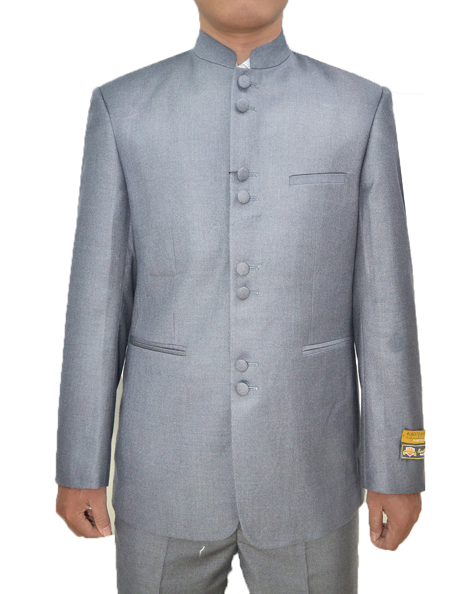 Mens 8 Button Mandarin Collar Tuxedo in Light Grey - Men's Tuxedo USA