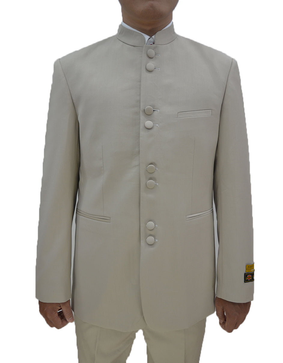 Mens 8 Button Mandarin Collar Tuxedo in Tan - Men's Tuxedo USA