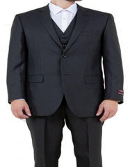 Mens Black Sharkskin Suit Three Piece Single Breasted Notch Lapel Suit - Men's Tuxedo USA