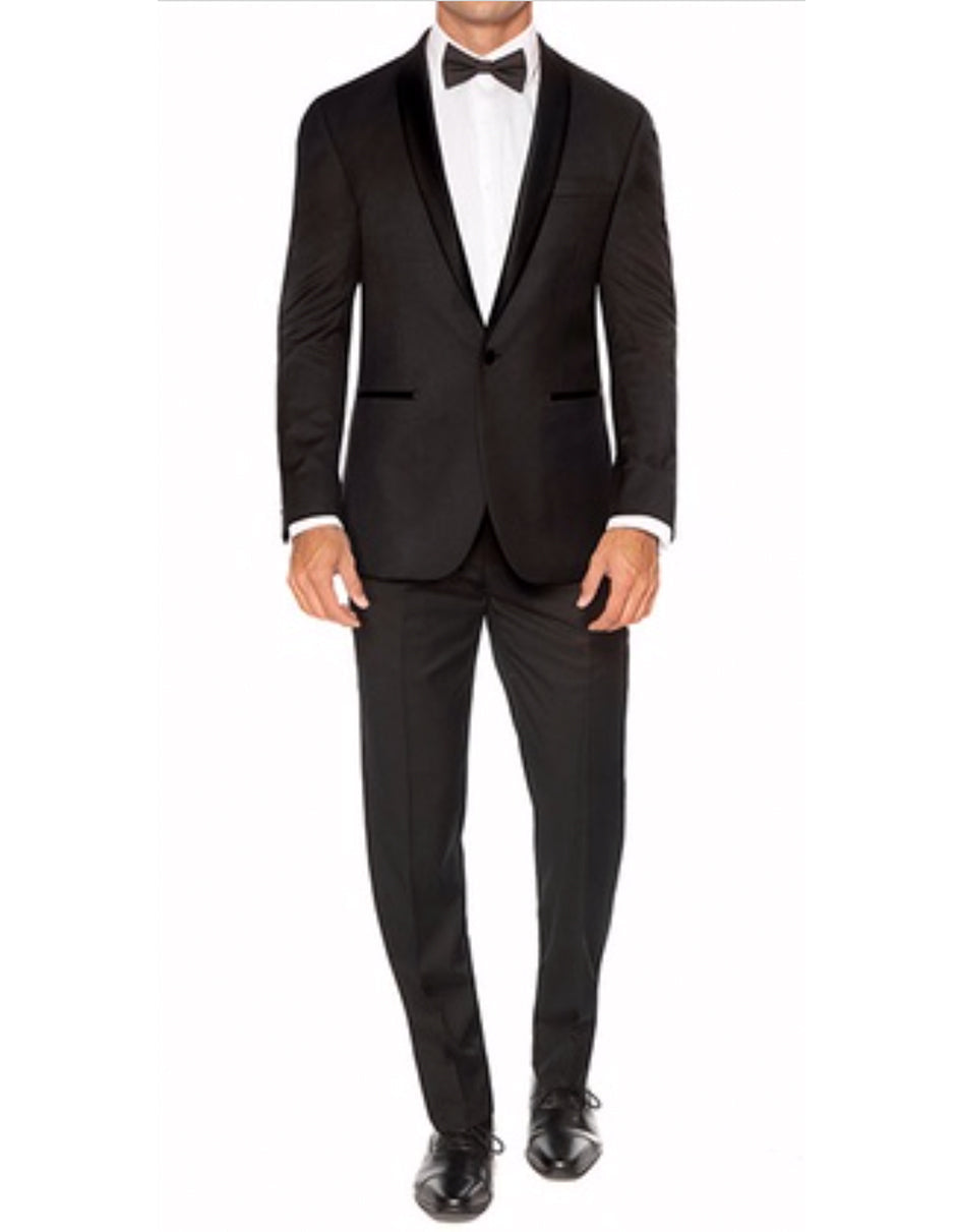 Mens 1 Button Slim Fit Shawl Tuxedo in Black - Mens Slim Fitted Tuxedo - Men's Tuxedo USA