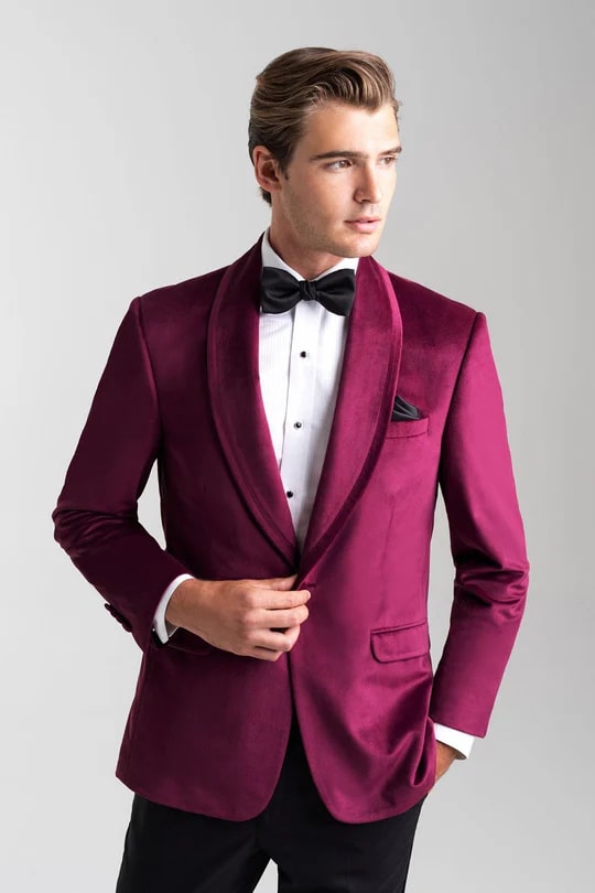 Velvet Blazer - Mens Blazer - Dinner Jacket "Venice" Cranberry Velvet Dinner Jacket - Separates - Men's Tuxedo USA