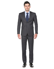 Pleated Suit - Mens Suits With Pleated Pant -  Regular Charcoal Grey Fit Suit - Men's Tuxedo USA