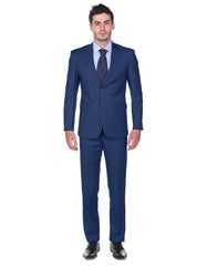 Pleated Suit - Mens Suits With Pleated Pant -  Regular Fit Indigo Blue Suit - Men's Tuxedo USA