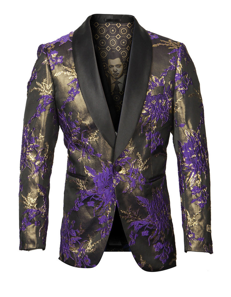 Mens Empire Shawl Blazer in Purple & Gold - Men's Tuxedo USA