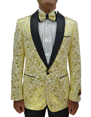 Mens Formal Gold Floral Dinner Jacket - Men's Tuxedo USA