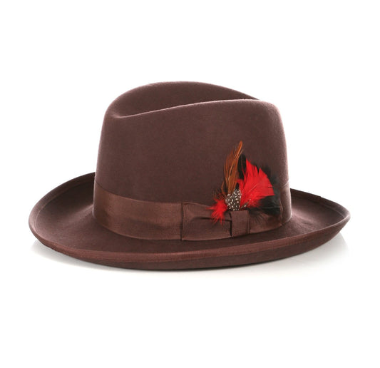 Mens Gangster Godfather Hat in Brown - Men's Tuxedo USA