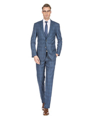 Mens Modern Fit Plaid Suit Indigo - Men's Tuxedo USA