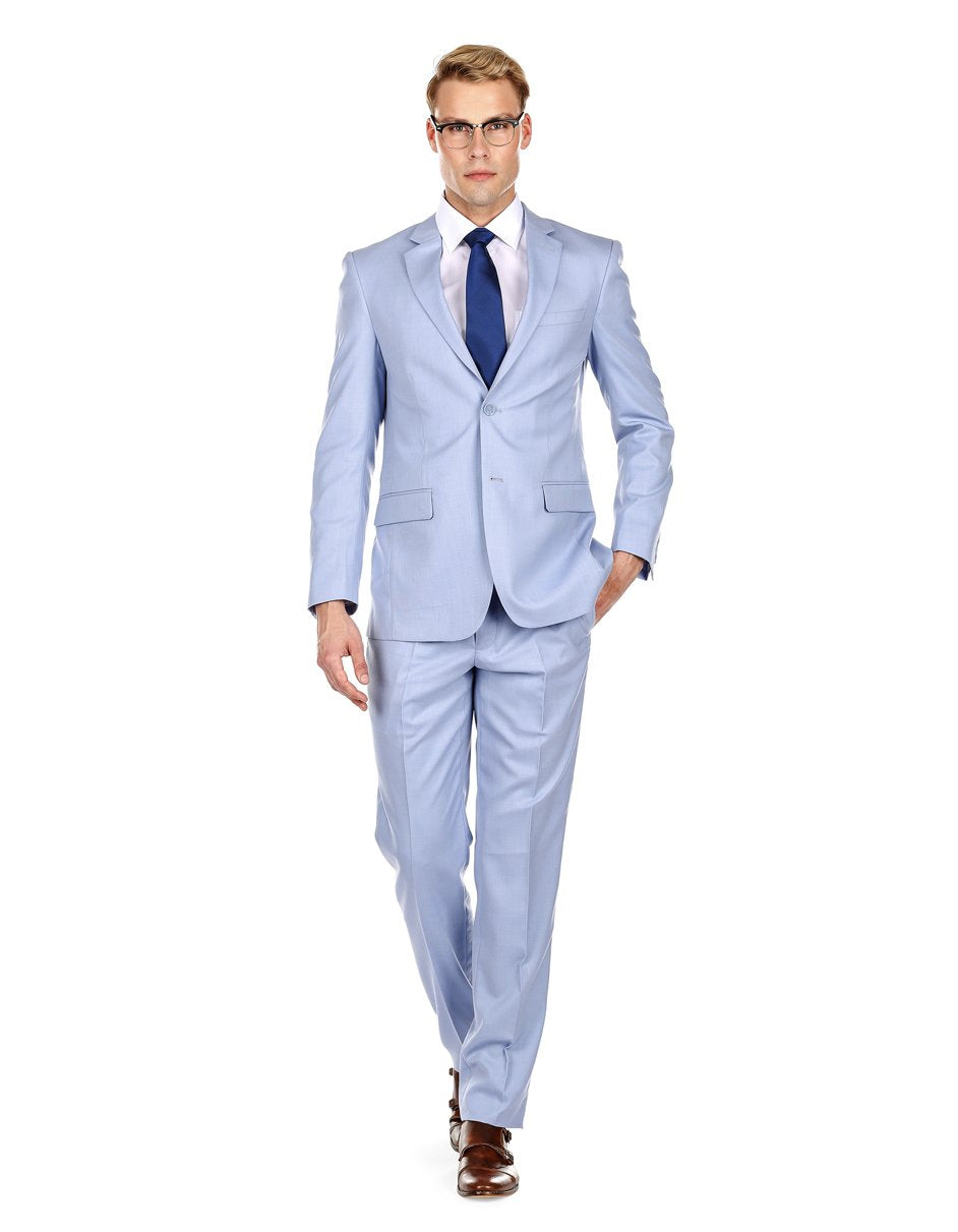 Mens Modern Fit Summer Wedding Suit Light Blue - Men's Tuxedo USA