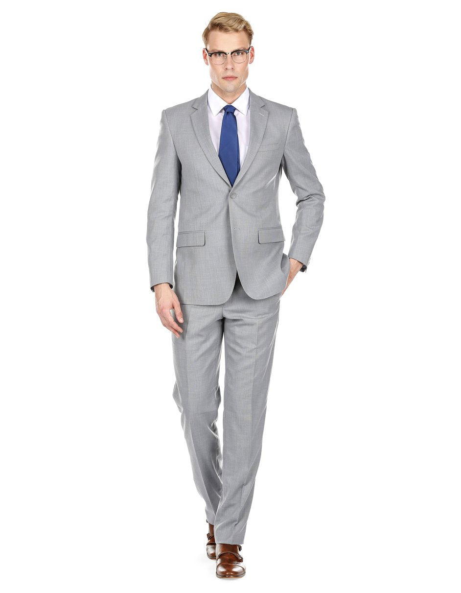 Mens Modern Fit Summer Wedding Suit Light Grey - Men's Tuxedo USA