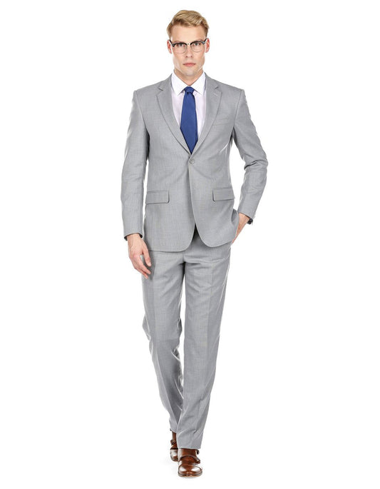 Mens Modern Fit Summer Wedding Suit Light Grey - Men's Tuxedo USA