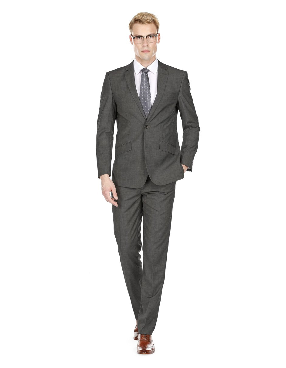 Mens Modern Fit Textured Suit Charcoal - Men's Tuxedo USA