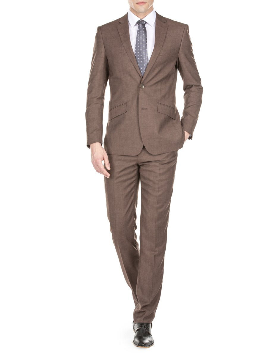 Mens Modern Fit Textured Suit Light Brown - Men's Tuxedo USA