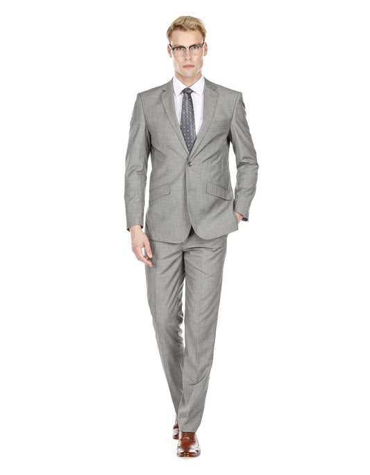 Mens Modern Fit Textured Suit Light Grey - Men's Tuxedo USA