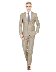 Mens Modern Fit Textured Suit Light Taupe - Men's Tuxedo USA