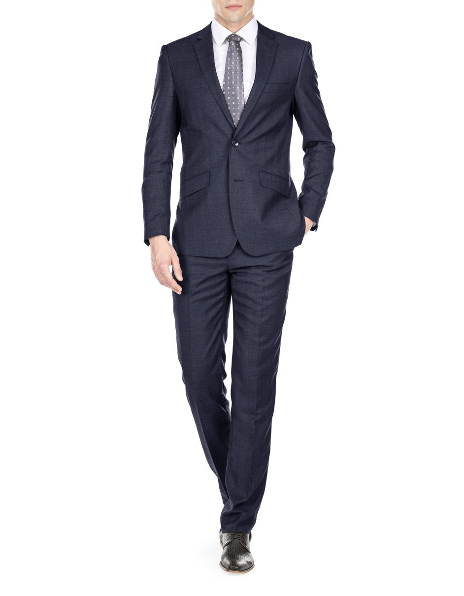 Mens Modern Fit Textured Suit Navy Blue - Men's Tuxedo USA