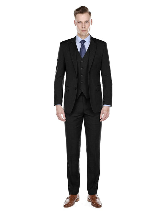 Mens Modern Fit Vested Suit Black - Men's Tuxedo USA