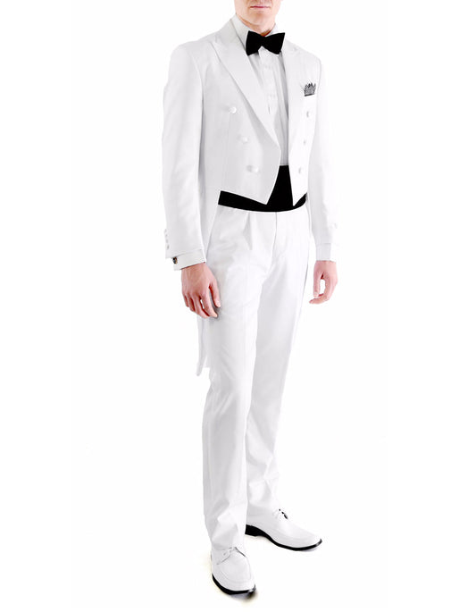 Mens Modern Wedding Tail Tuxedo in White - Men's Tuxedo USA