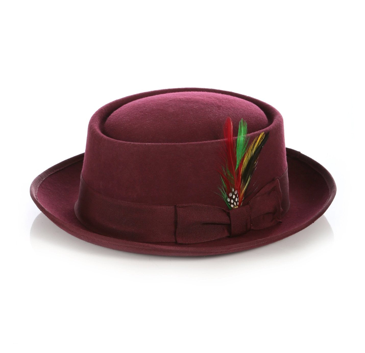 Mens Pork Pie Hat in Burgundy - Men's Tuxedo USA