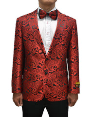 Mens Paisley Dinner Jacket Blazer in Red - Men's Tuxedo USA