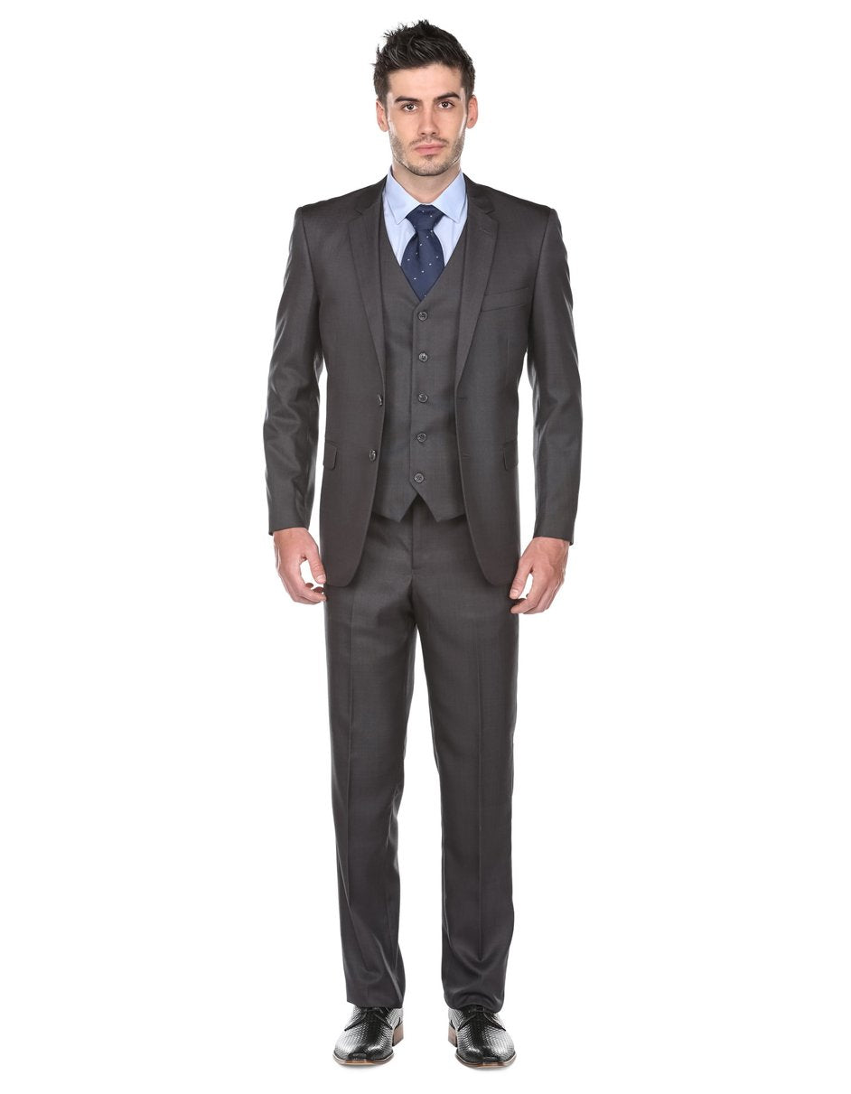 Pleated Suit - Mens Suits With Pleated Pant -  Regular Fit Charcoal Grey Suit - Men's Tuxedo USA