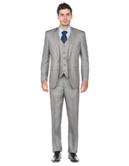 Pleated Suit - Mens Suits With Pleated Pant -  Regular Fit Light Grey Suit - Men's Tuxedo USA