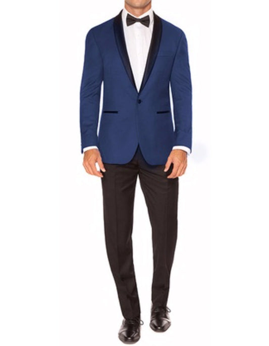 Mens Slim Fit 1 Button Shawl Dinner Jacket in Royal Blue - Men's Tuxedo USA