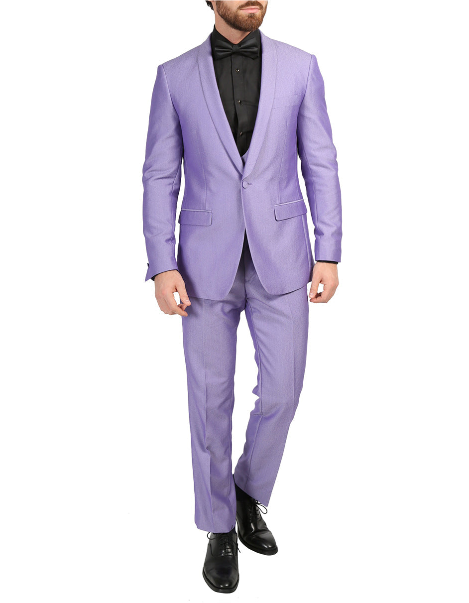 Mens Slim Fit Sharkskin Shawl Prom Tuxedo in Lavender - Men's Tuxedo USA