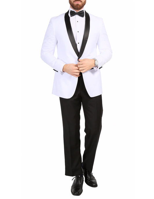 Mens Slim Fit Shawl Prom Tuxedo in White - Men's Tuxedo USA