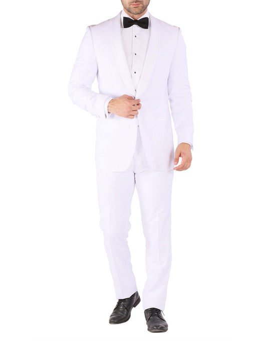 Mens Slim Fit Shawl Prom Tuxedo in White - Men's Tuxedo USA