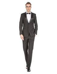 Mens Prom | Wedding Skinny Fit Notch Tuxedo Black - Men's Tuxedo USA