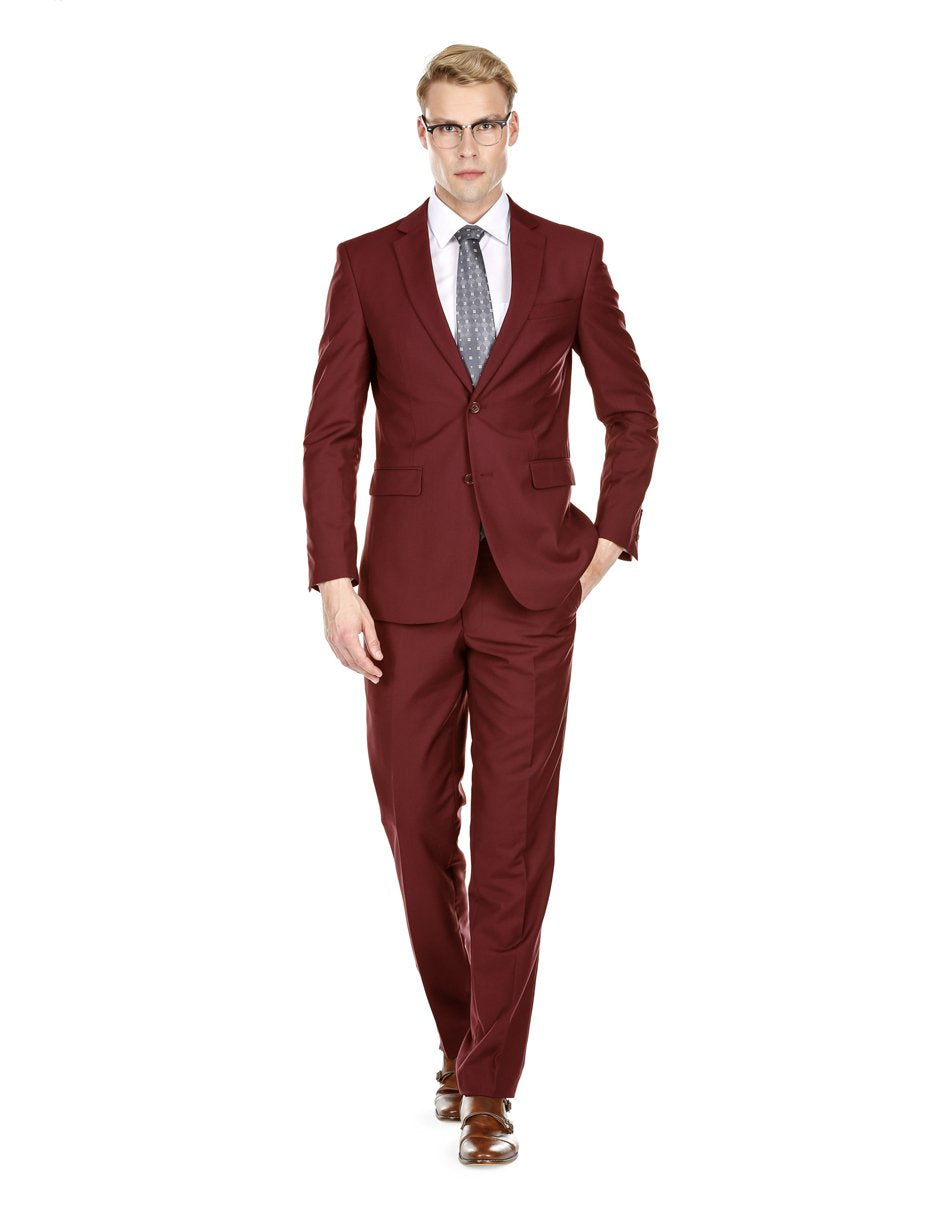 Mens Skinny Slim Suit Burgundy - Men's Tuxedo USA