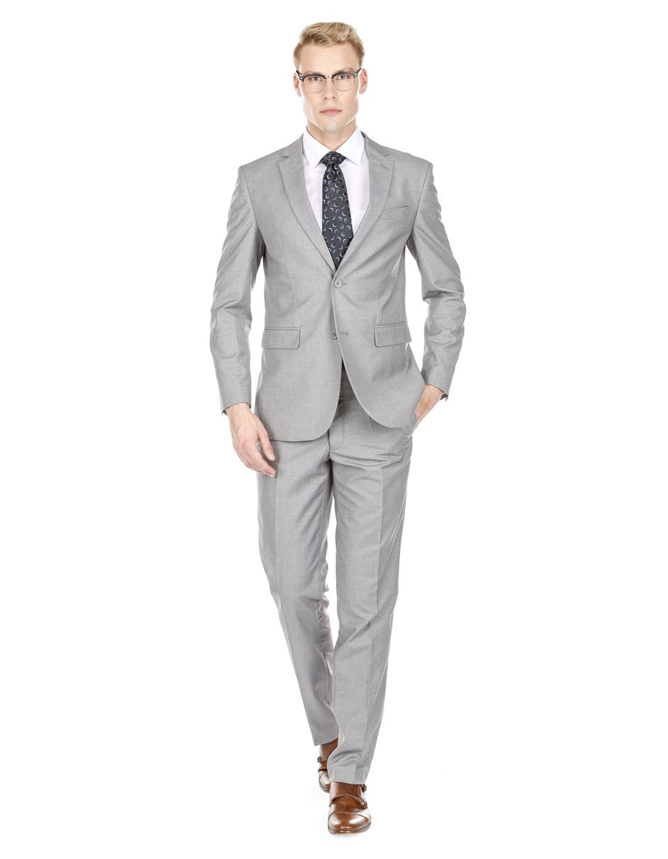 Mens Skinny Slim Suit Light Grey - Men's Tuxedo USA