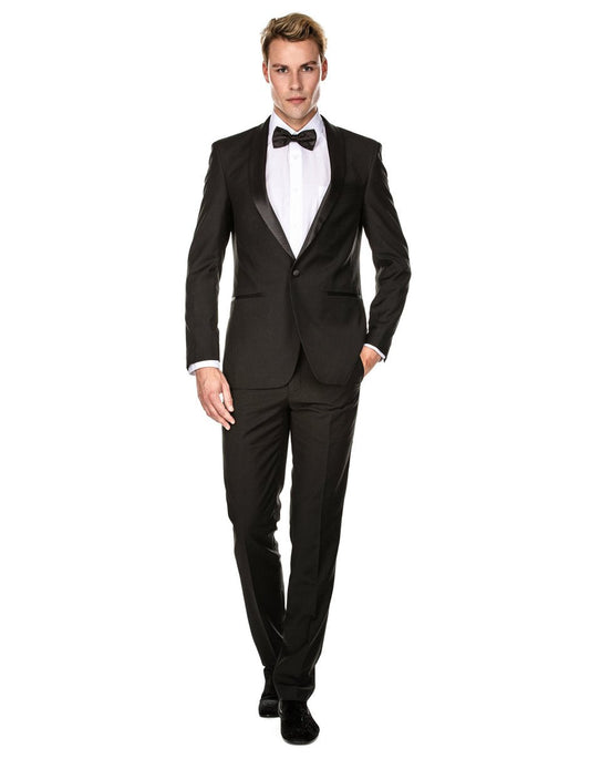 Mens Prom | Wedding Slim Fit Shawl Tuxedo Black - Mens Slim Fitted Tuxedo - Men's Tuxedo USA