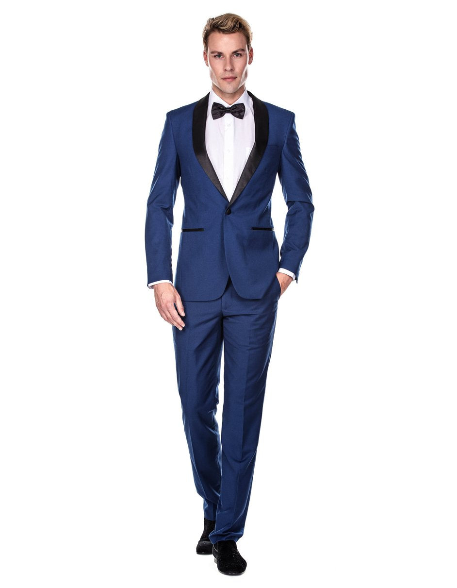 Mens Prom | Wedding Slim Fit Shawl Tuxedo Cobalt Blue - Men's Tuxedo USA