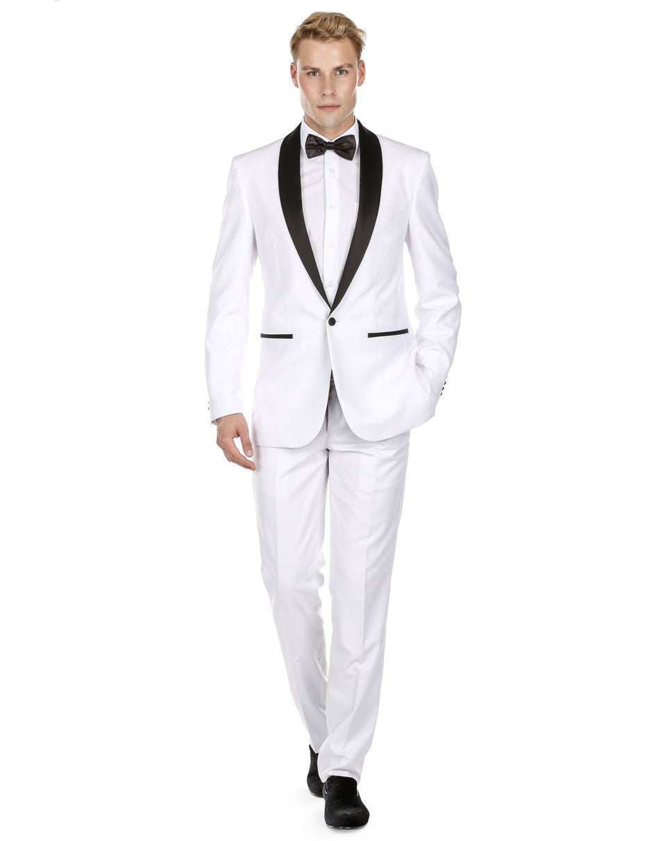 Mens Prom | Wedding Slim Fit Shawl Tuxedo White - Men's Tuxedo USA