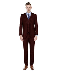 Mens Slim Fit Vested Suit Burgundy - Men's Tuxedo USA