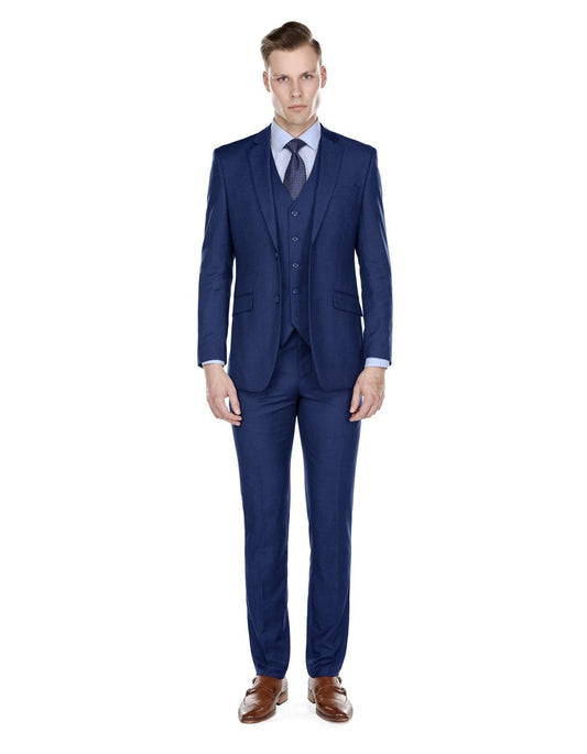 Mens Slim Fit Vested Suit Indigo - Men's Tuxedo USA