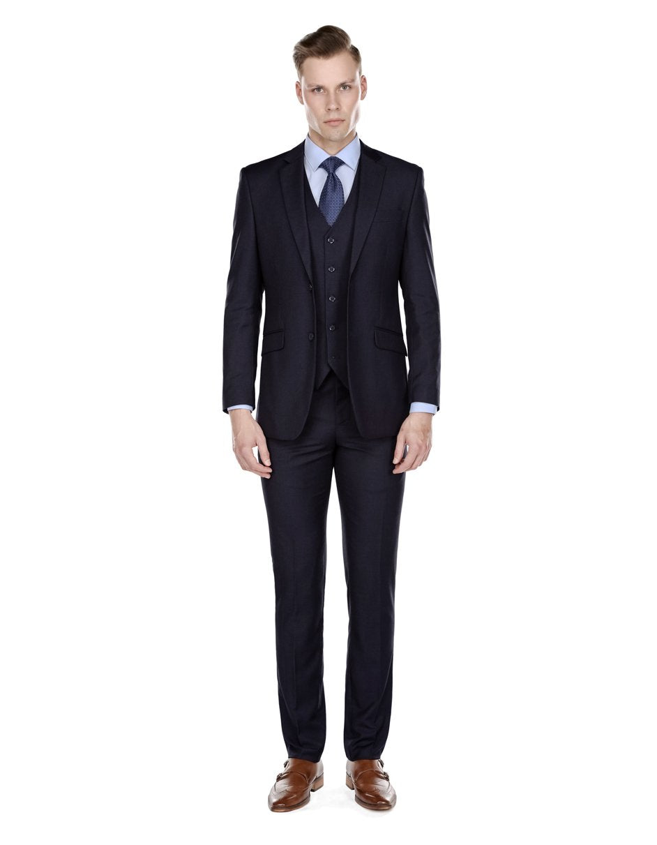 Mens Slim Fit Vested Funeral Suit Navy - Men's Tuxedo USA