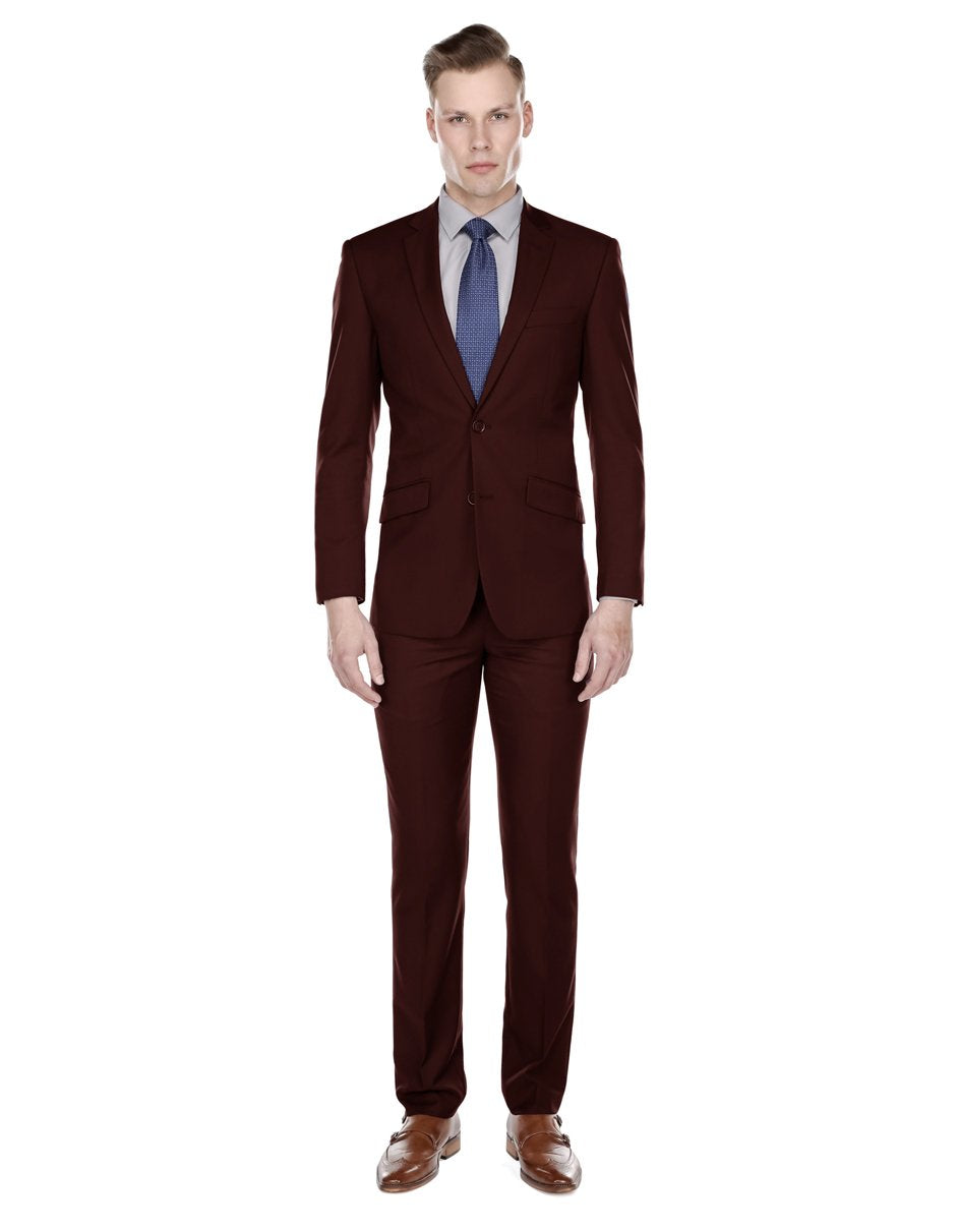 Mens Slim Modern Suit Burgundy - Men's Tuxedo USA